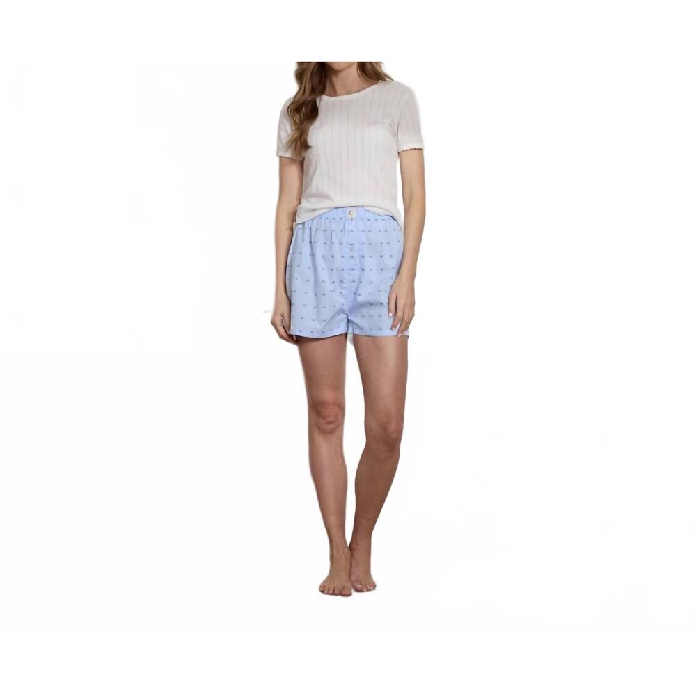 NEW THE SLEEP CODE women's dobby cotton boxer in light blue bees